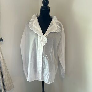 H&M sheer white button up blouse